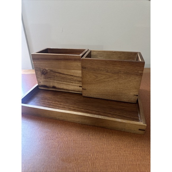3 Piece Wooden Desk Organizer for Storage, Home Decor, Make Up, etc. - Picture 1 of 8